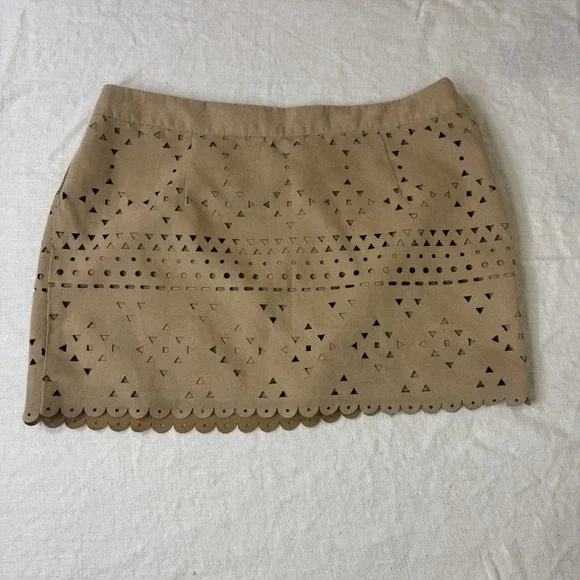 Western Micro Mini Skirt Faux Suede Size Med Country Festival Cowgirl Stagecoach - Picture 8 of 8